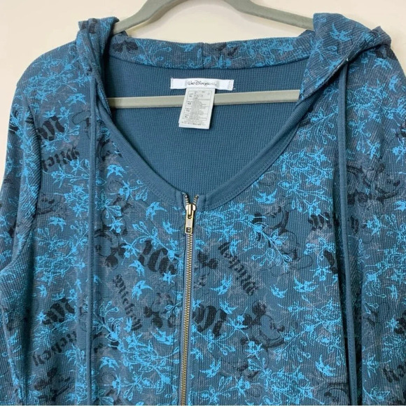 Walt Disney World Y2K Ribbed Mickey Mouse Print Zip Up Hoodie Size XL - Picture 3 of 13